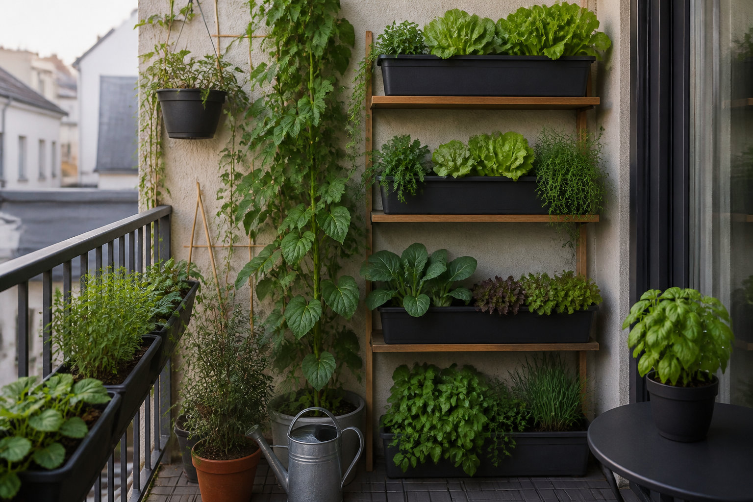 Étagères superposées pour capter la lumière sur un balcon nord